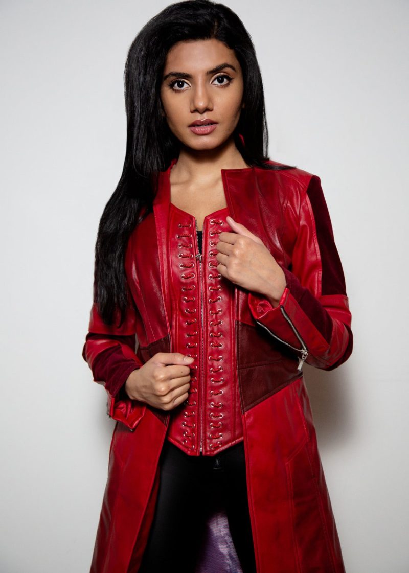 Womens Red Leather Scarlet Witch Jacket