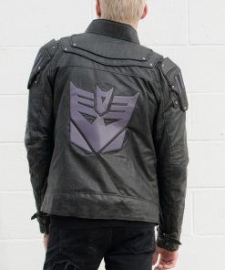 Mens Transformers Decepticon Shield Leather Jacket Black Armor