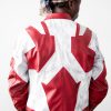 Mens Captain Canuck Comic Red White Leather Jacket Back