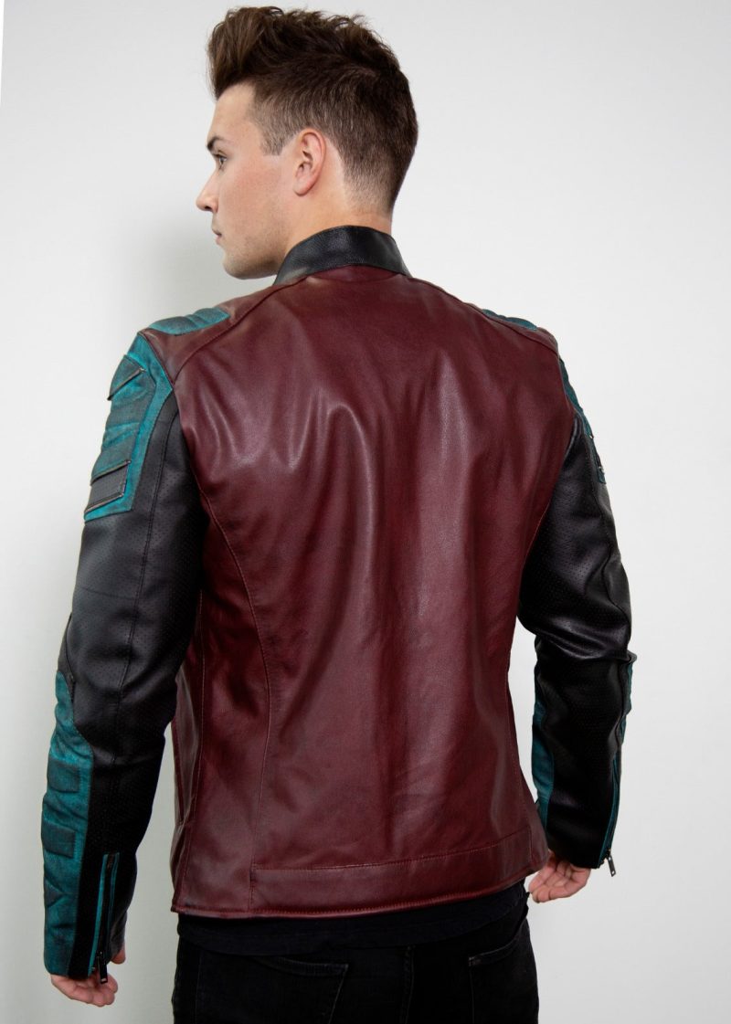 Mens robin batman armored red leather jacket cosplay