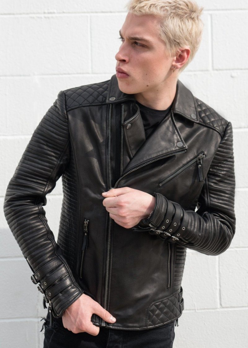 Mens Heights Leather Jacket Black Motorcycle Hawthorne