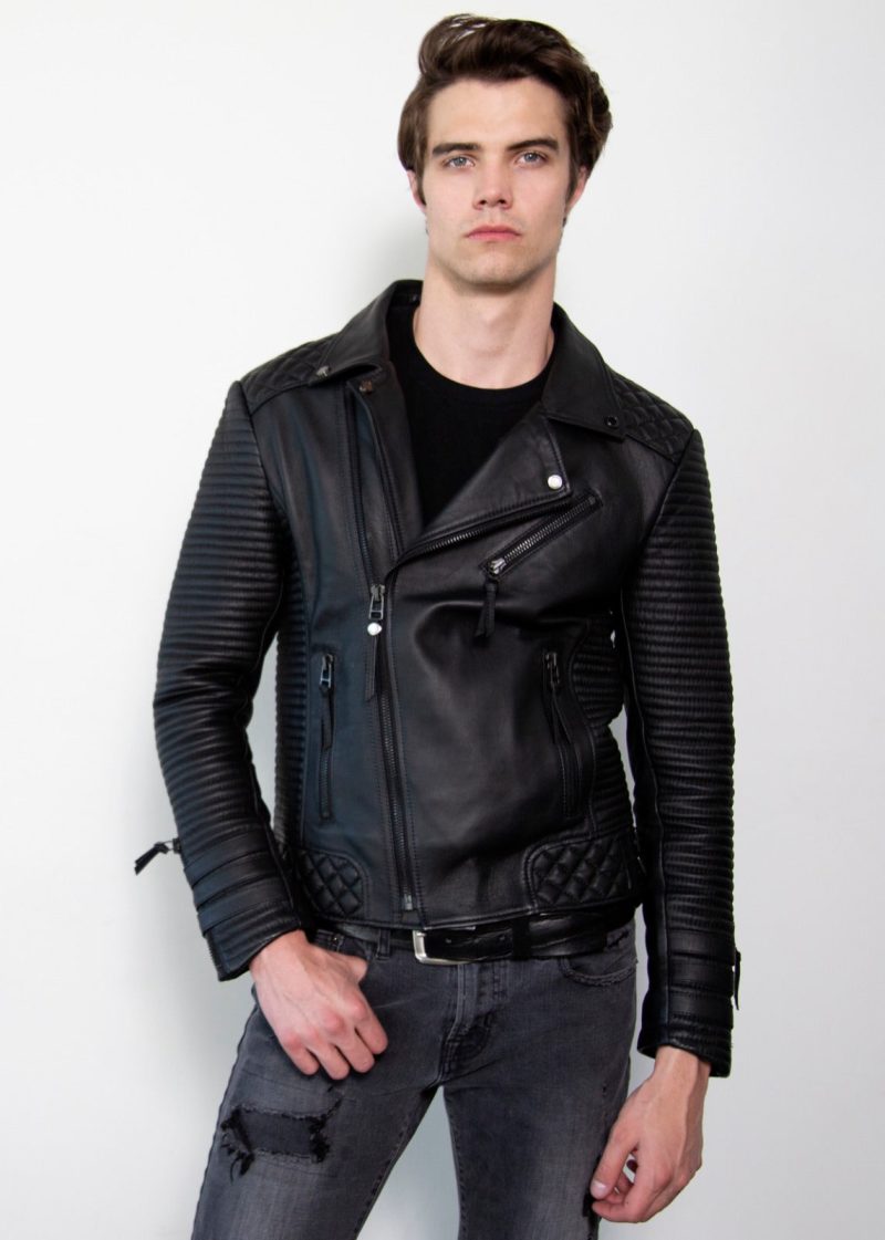 Mens Hawthorne Black Quilted Leather Jacket