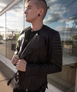 Mens Alternative Biker Leather Motorcycle Jacket Black