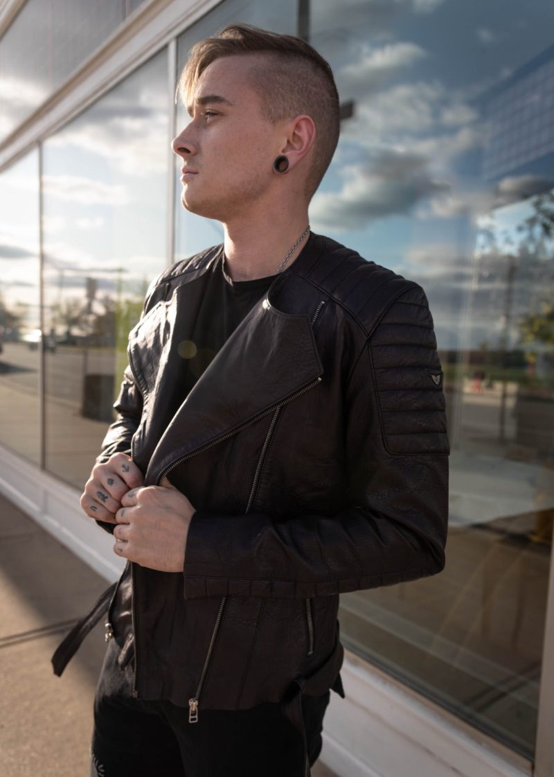 Mens Alternative Biker Leather Motorcycle Jacket Black