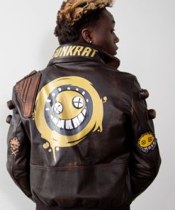 Mens Overwatch Junkrat Leather Jacket Cyberpunk 2077
