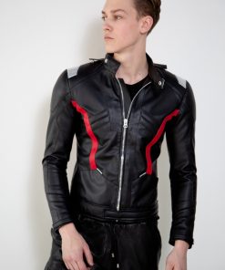 Mens Soldier 76 Jet Black Leather Jacket