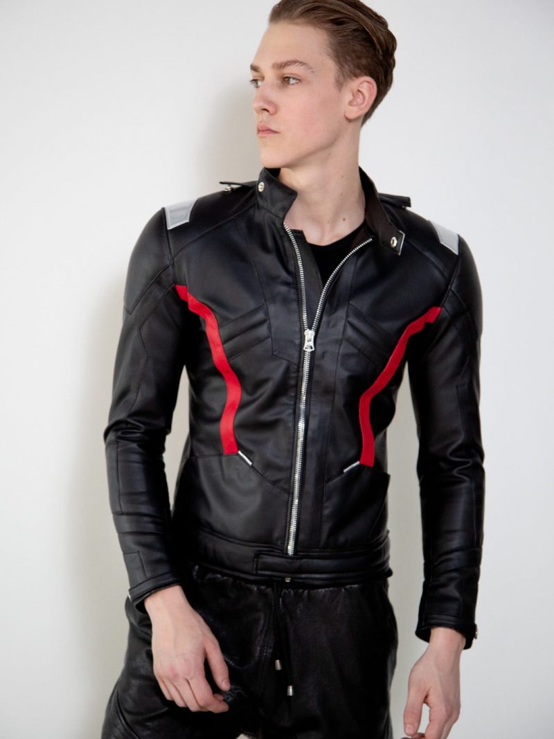 Mens Soldier 76 Jet Black Leather Jacket