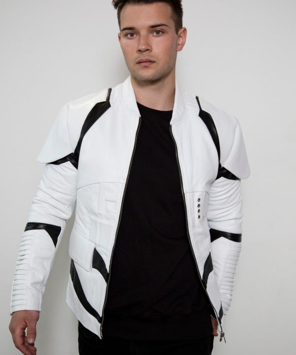 Mens Star Wars Stormtrooper costume leather jacket armor replica