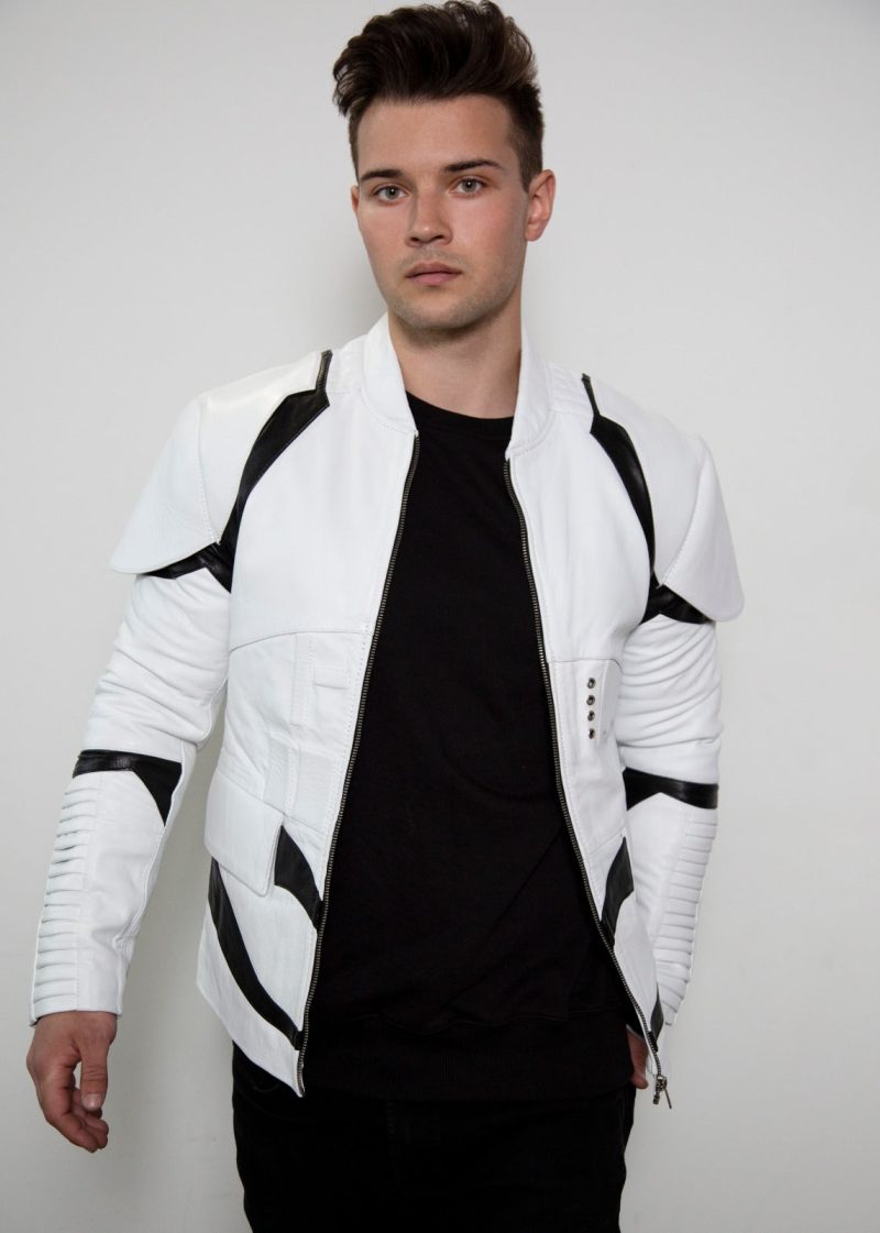 Mens Star Wars Stormtrooper costume leather jacket armor replica