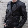 Mens Alternative Biker Leather Motorcycle Jacket Black Balmain