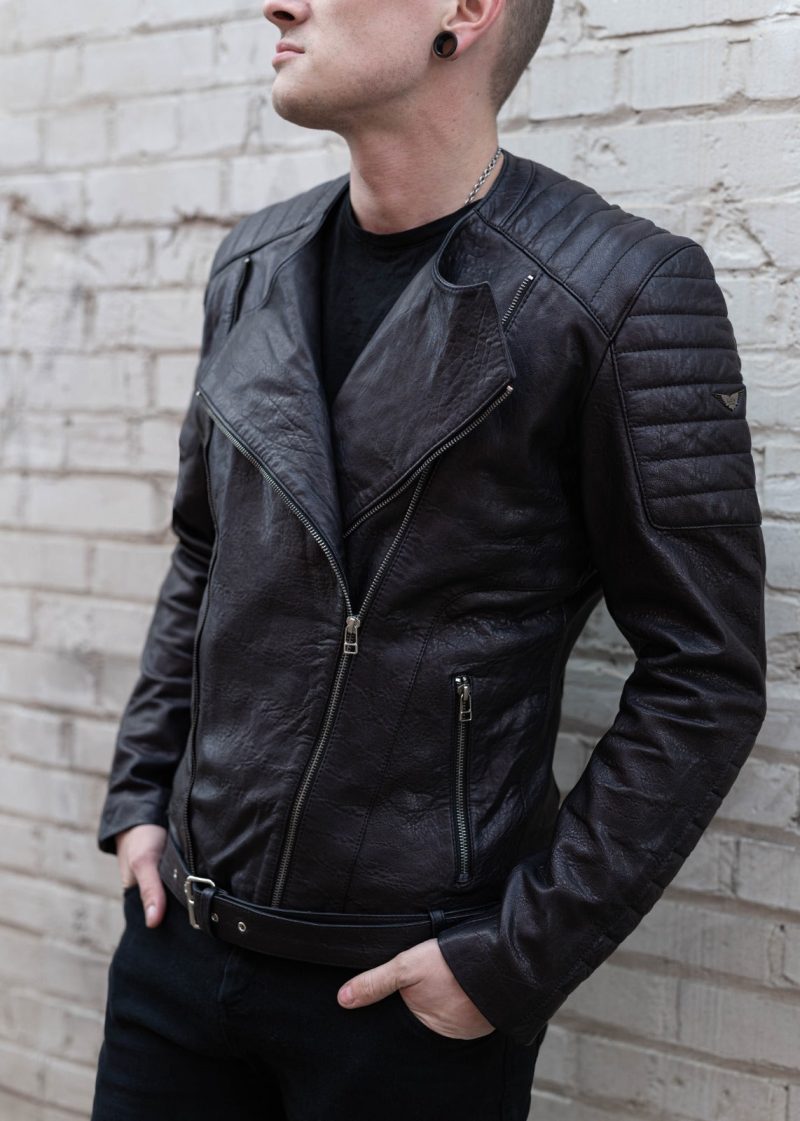 Mens Alternative Biker Leather Motorcycle Jacket Black Balmain
