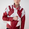 Mens Captain Canuck Comic Red White Leather Jacket