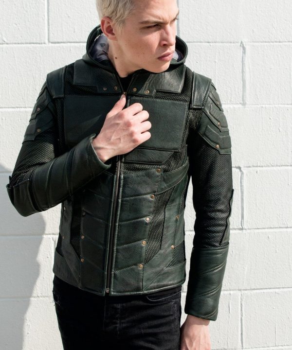 Mens Green Arrow Leather Jacket Stephen Amell