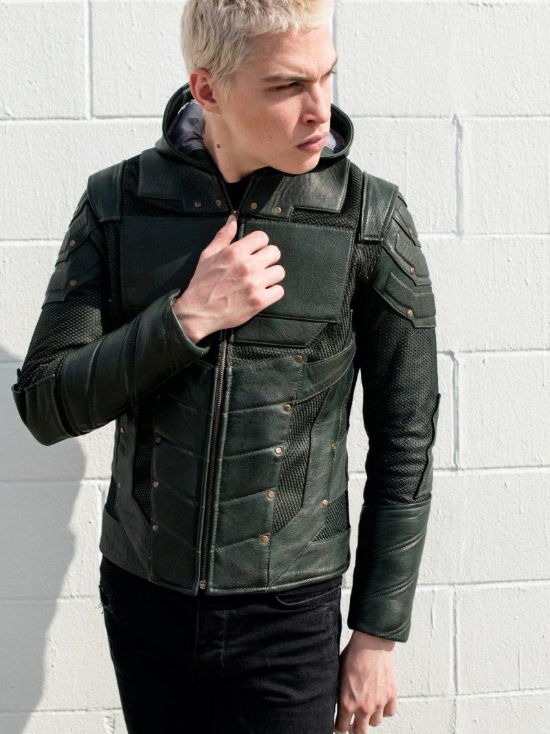 Mens Green Arrow Leather Jacket