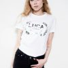 Womens White Designer Tshirt with Chrome Luca Designs Logo Brand emblem French Terry Cotton