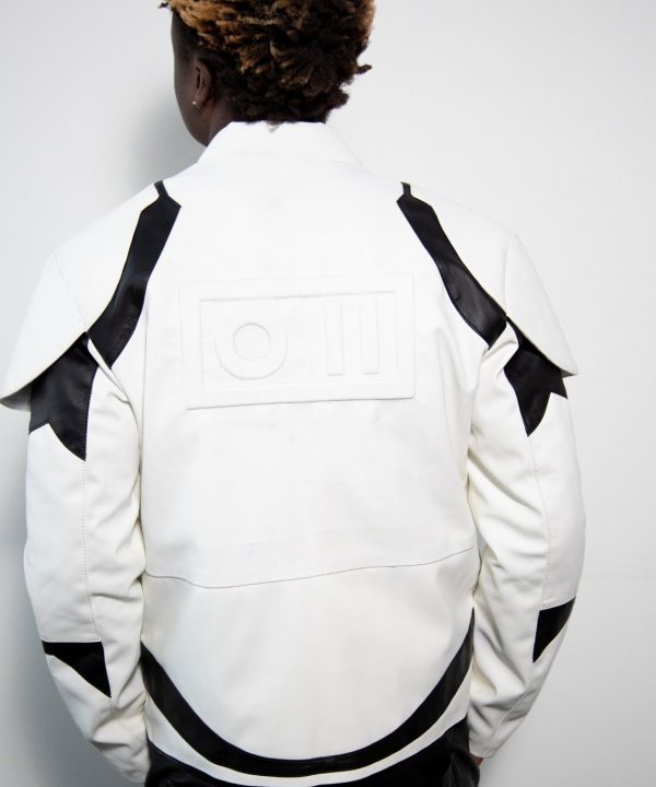 Mens Star Wars StormTrooper Leather Jacket Hoodie White
