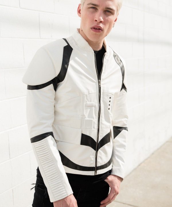 Mens Star Wars Stormtrooper Leather Jacket White Body Armor
