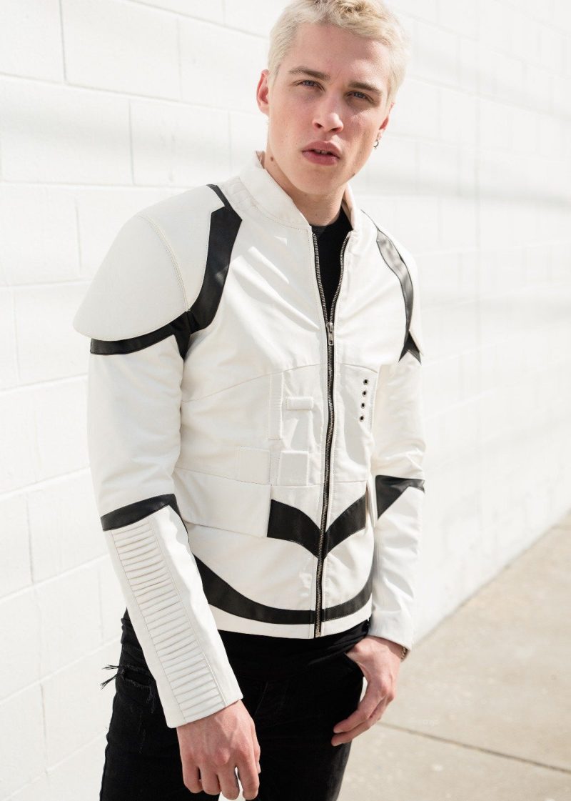 Mens Star Wars Stormtrooper Leather Jacket White Body Armor