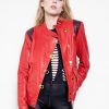 Womens Akira Red Leather Jacket Anime kaneda anime film 1988
