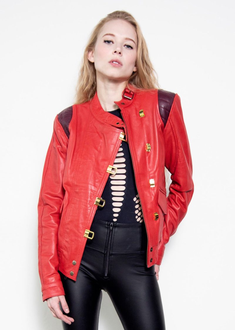 Womens Akira Red Leather Jacket Anime kaneda anime film 1988