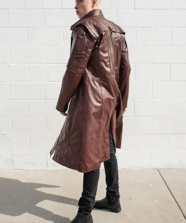 Mens Guardians of Galaxy 2 Star Lord Leather Trench Coat