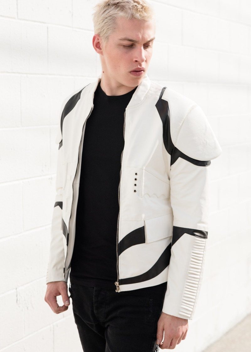 Mens Star Wars Stormtrooper Leather Jacket White Body Armor