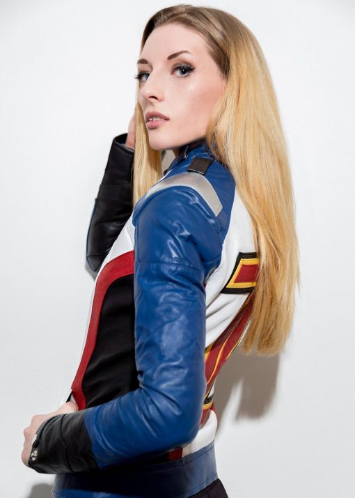 Women Soldier 76 Leather Jacket Blue Overwatch Cosplay Motocross Outerwear Luca Designs