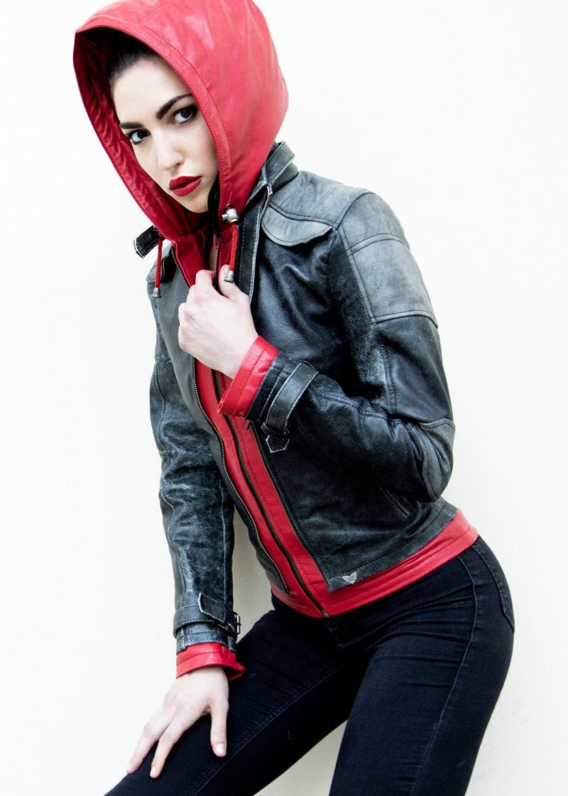 Womens Arkham Knight Red Hood Leather Jacket