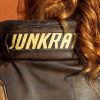 Overwatch Womens Junkrat Leather Jacket Back Text