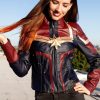 Womens Captain Marvel Leather Jacket Brie Larson Carol Danvers