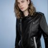 Mens Fashion Leather Jacket Black White Contrast