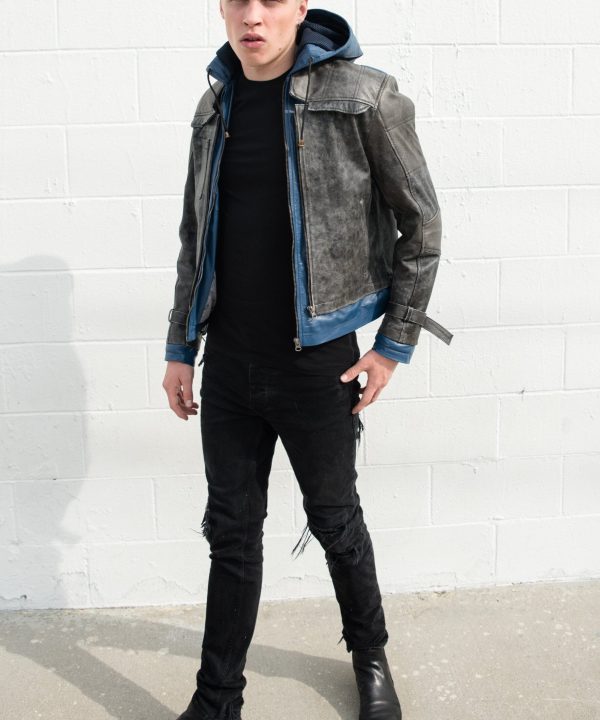 Mens Nightwing Leather Jacket Blue Eagle