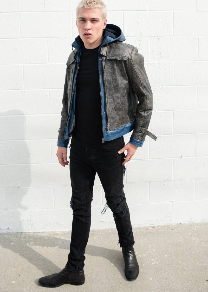 Mens Nightwing Leather Jacket Blue Eagle