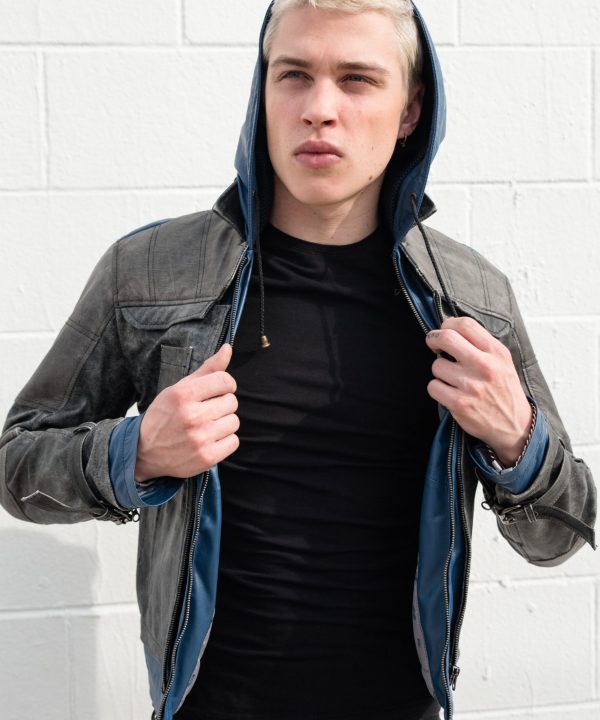 Mens Nightwing Leather Jacket Blue Eagle