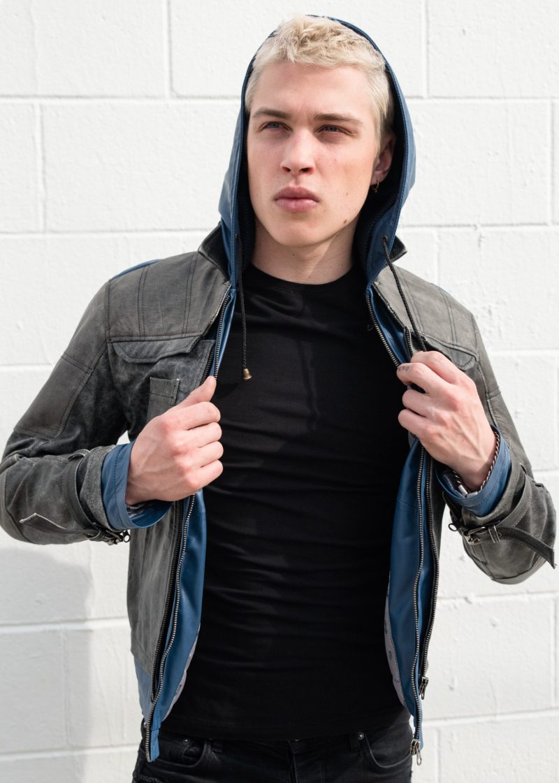 Mens Nightwing Leather Jacket Blue Eagle