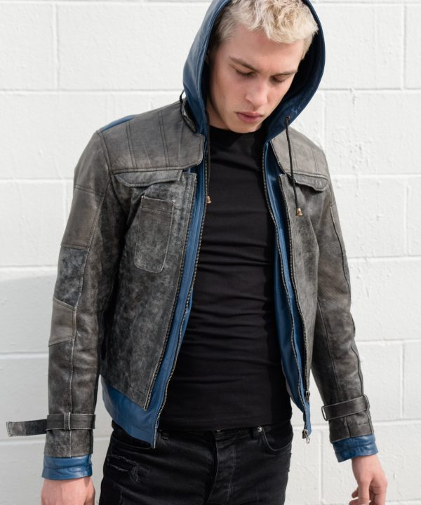 Mens Nightwing Leather Jacket Blue Eagle