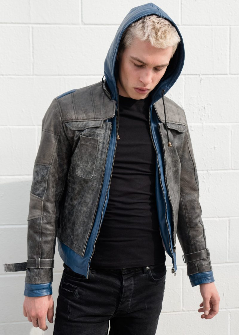 Mens Nightwing Leather Jacket Blue Eagle