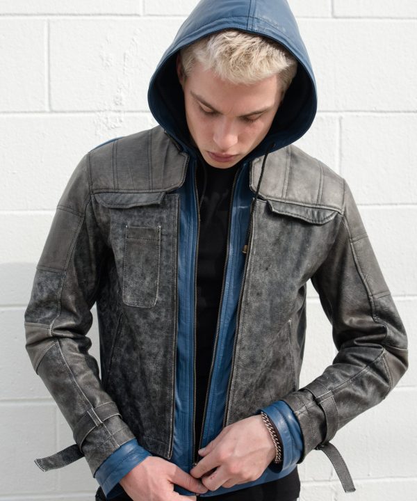 Mens Nightwing Leather Jacket Blue Eagle