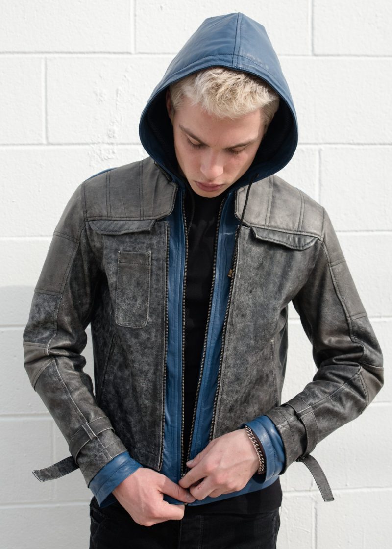 Mens Nightwing Leather Jacket Blue Eagle