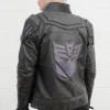 Mens Transformers Decepticon Shield Leather Jacket Black Armor