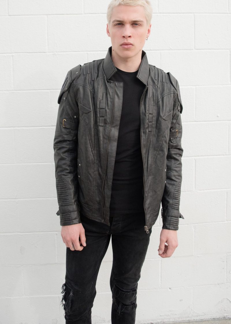 Mens Transformers Decepticon Shield Leather Jacket Black Armor