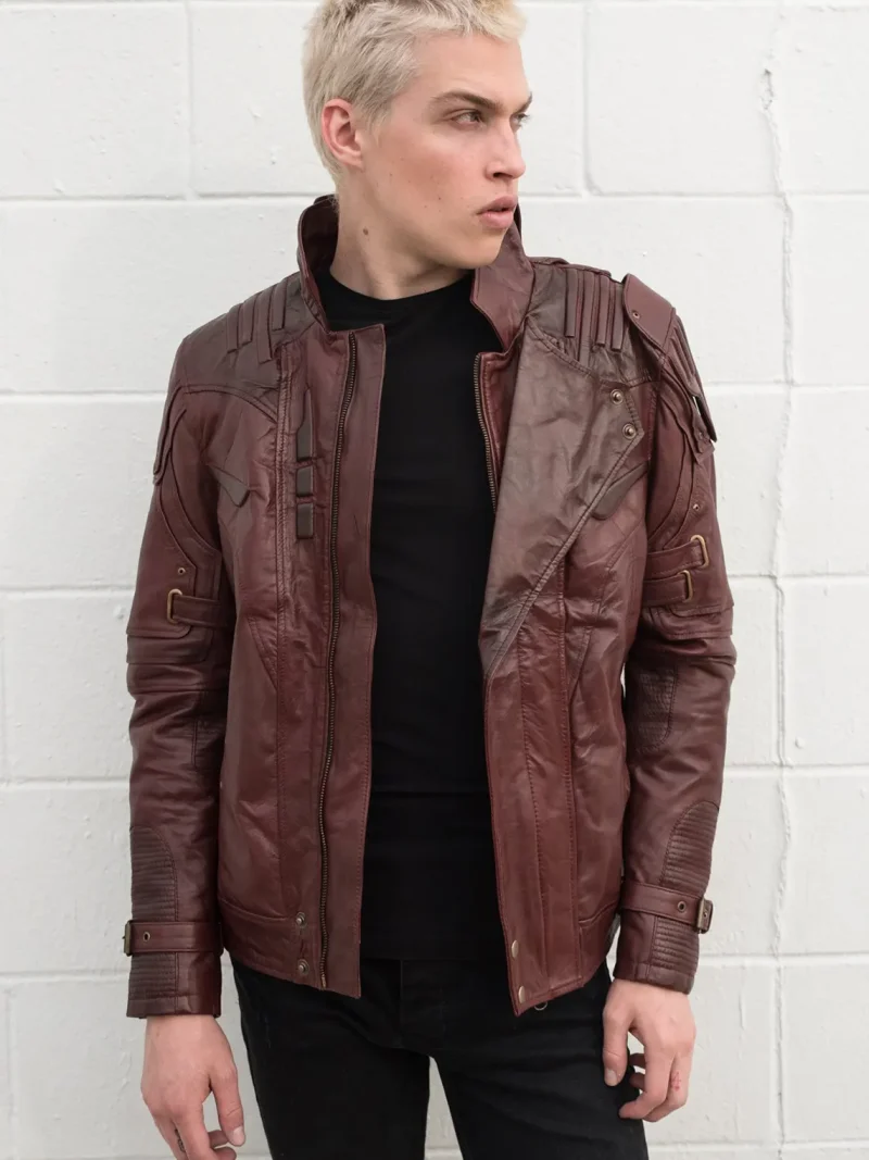 Mens Guardians of The Galaxy Star Lord Leather Jacket