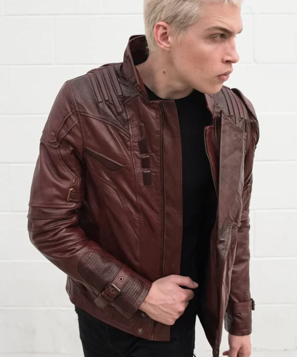 Mens Guardians of The Galaxy Star Lord Leather Jacket
