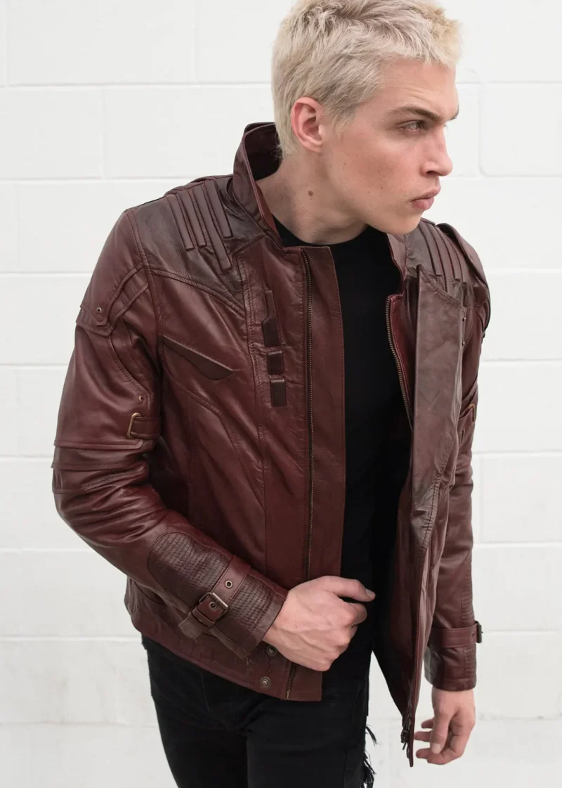 Mens Guardians of The Galaxy Star Lord Leather Jacket