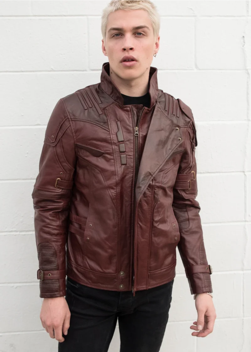 Mens Guardians of The Galaxy Star Lord Leather Jacket
