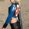 Womens Soldier 76 Crop Top Leather Jacket blue