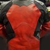 Mens Deadpool Leather Motorcycle Jacket Red and Black Armored