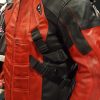 Mens Deadpool Leather Motorcycle Jacket Red and Black Armored