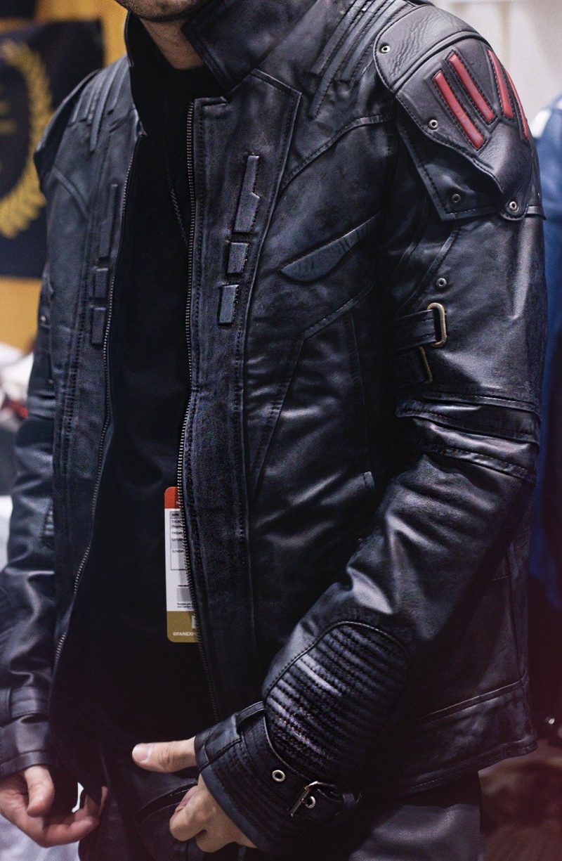 Mens Transformers Autobot Shield Leather Jacket Black Armor