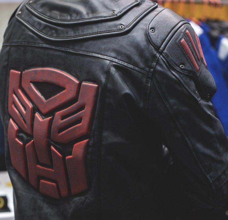 Mens Transformers Autobot Shield Leather Jacket Black Armor